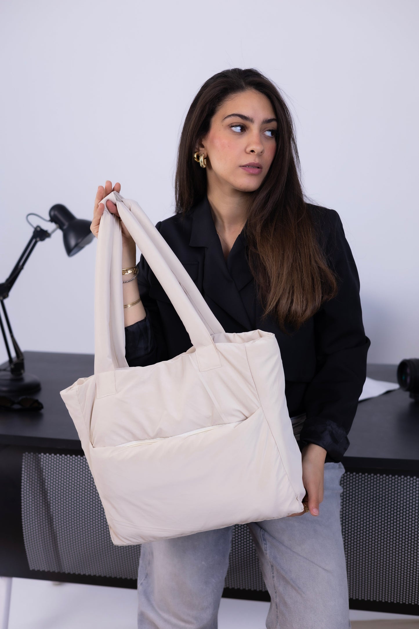 Medium Roza Bag - Light Beige