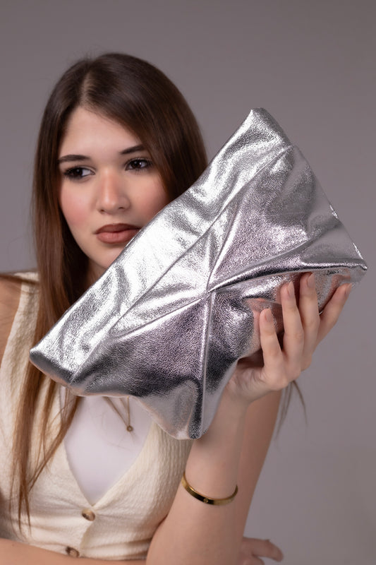 Vella Clutch - Silver Metallic