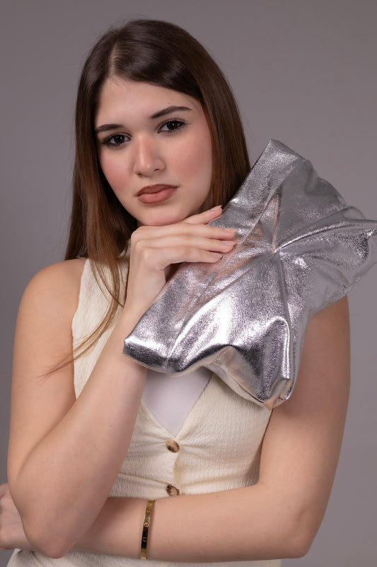 Vella Clutch - Silver Metallic