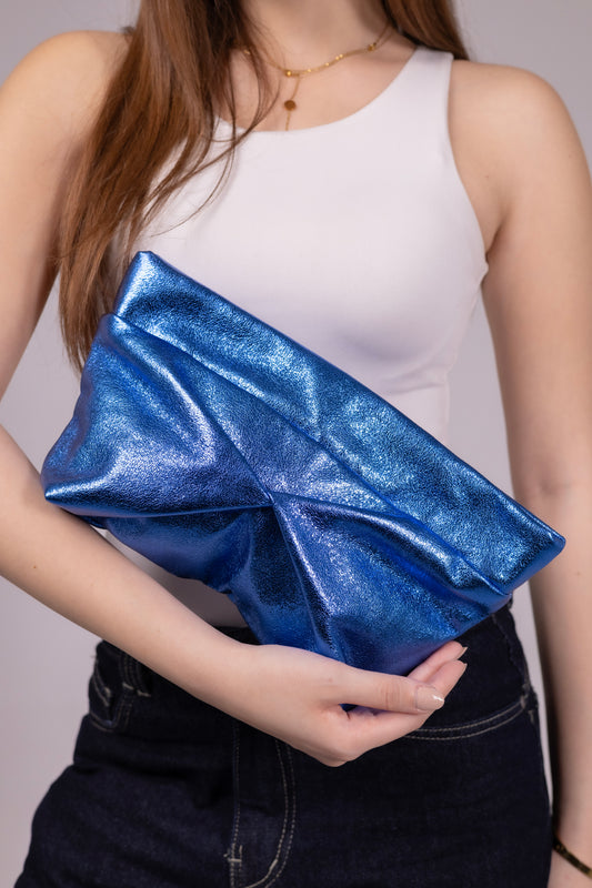 Vella Clutch - Blue Metallic