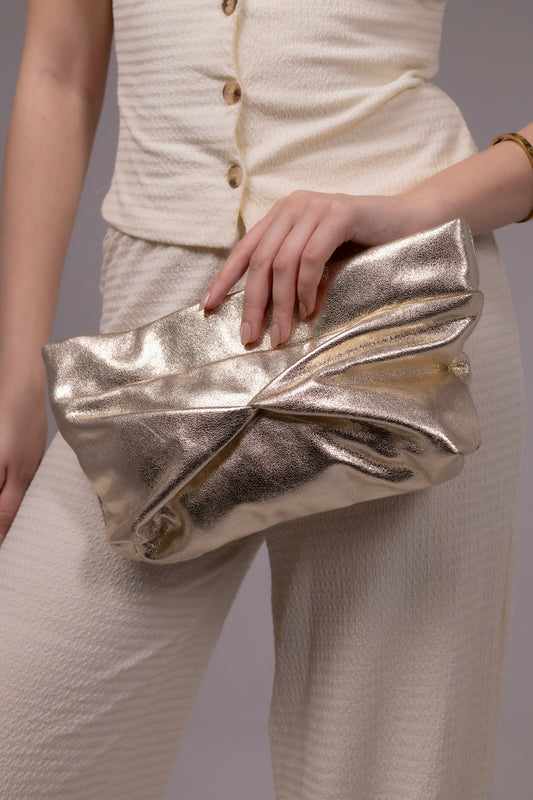 Vella Clutch - Gold Metallic